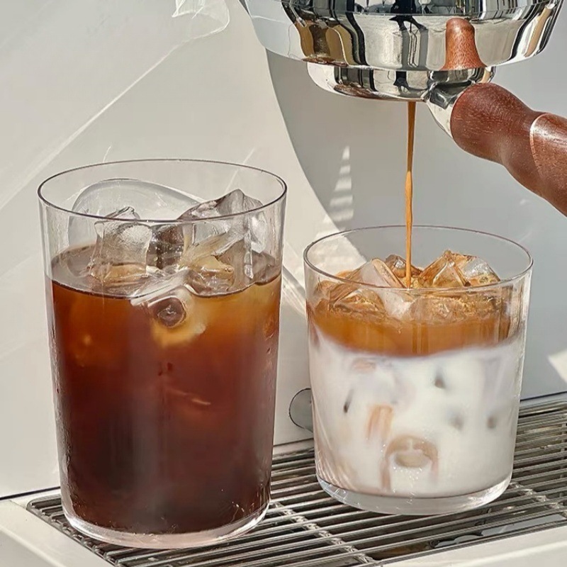 Taza de vidrio simple Taza de leche Taza de agua de burbujas Taza de jugo de viento ins Taza de bebida fría Taza de café de hielo con leche americana
