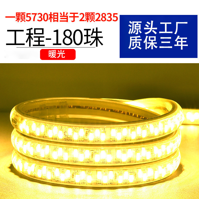家用户外防水led灯带条超高亮白光灯带室外外墙工地隧道照明220V|undefined
