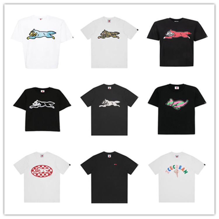 Ice High Street Hip-Hop Flying Dog Print Casual Short-Sleeve T-Shirt 25 Trendy Classic Series Collection Multiple Styles for Men and Women T-Shirts
