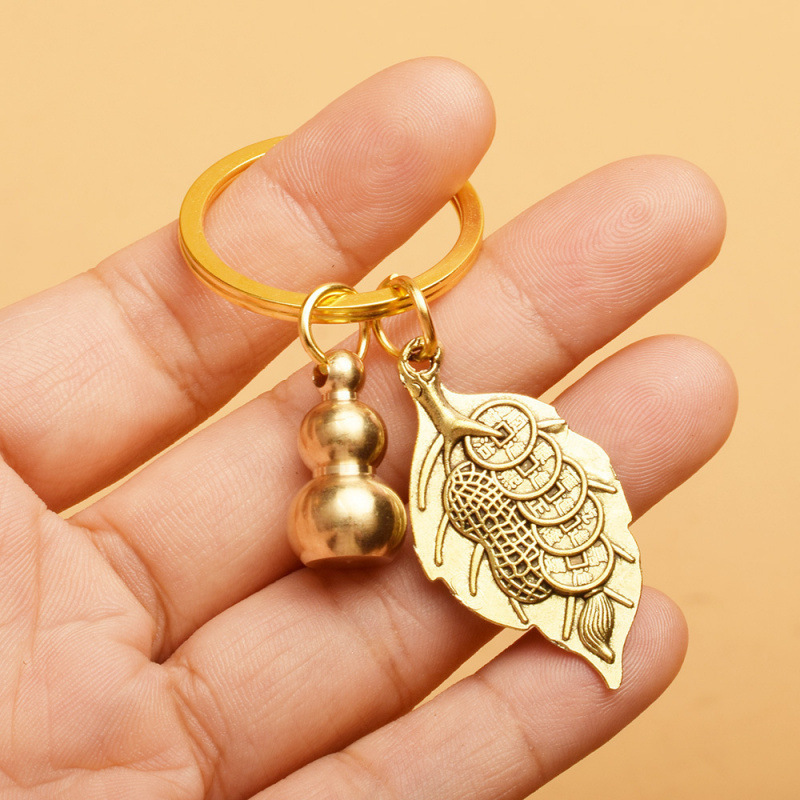 Alloy One-Leaf Fortune Gourd Abacus Keychain Pendant Gift Ornament Chinese-Style Metal Accessory Gift with a Sense of Sophistication