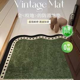 高级感绿色入户地垫免洗门口地毯门垫家用新款脚垫门厅防滑可裁剪