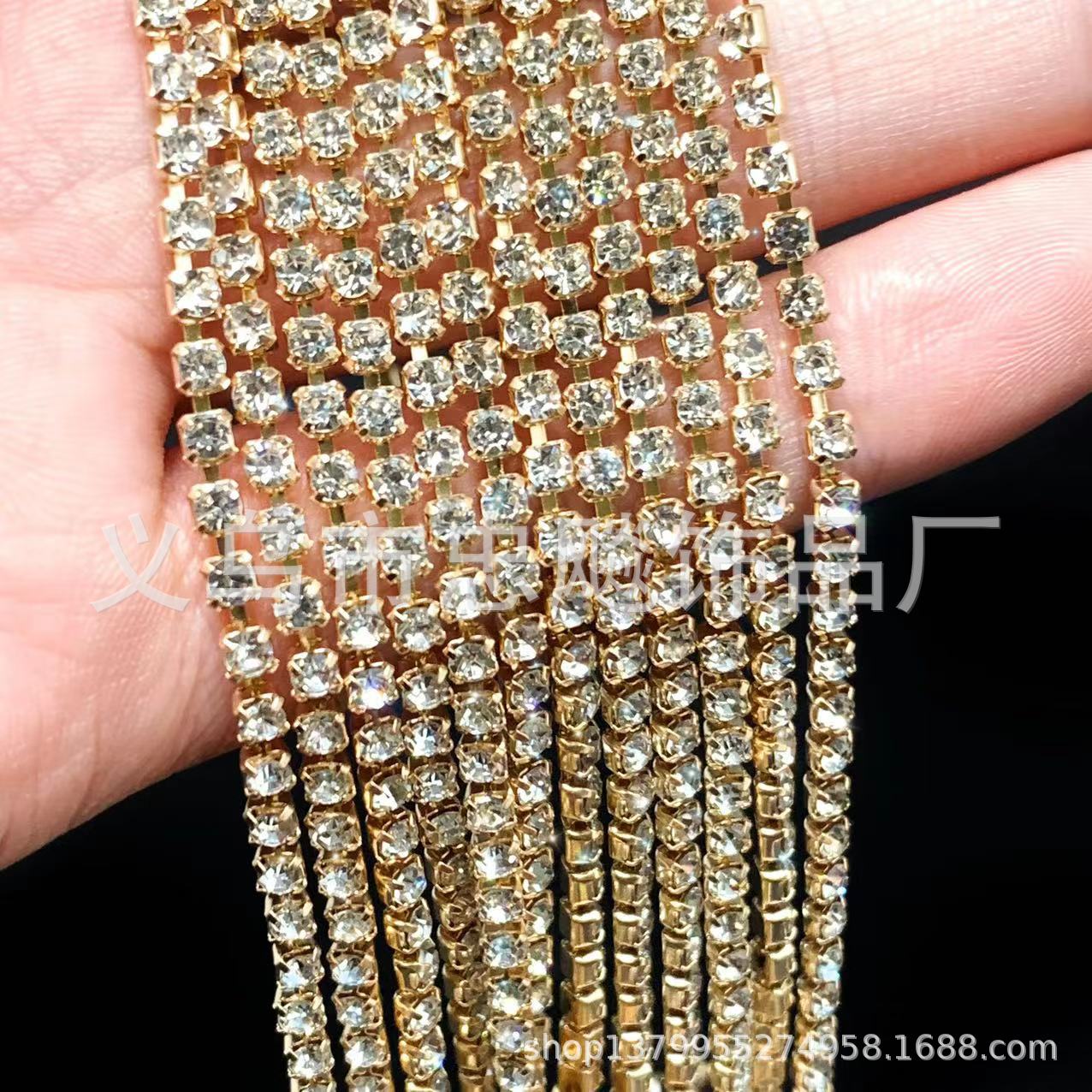 Cadena de garra encriptada de 1.5-4mm, cadena de diamantes de imitación, cadena de garra de cobre, cadena para vestido de novia, cadena para arte de uñas, cadena de encaje DIY hecha a mano para ropa, zapatos y sombreros