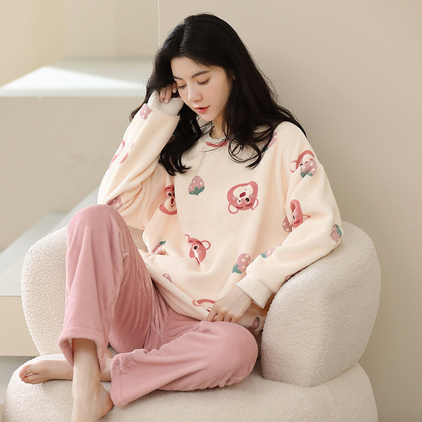 Demi-season coral velvet flannel pijama