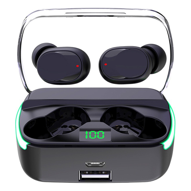 En-oído inalámbrico azul de los auriculares Bluetooth del dual-oído con el indicador digital móvil 5,3 del estéreo HD del poder TWS