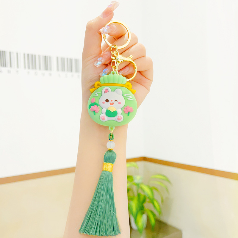 Dragon Boat Festival Lucky Rabbit [With lobster clasp, green]