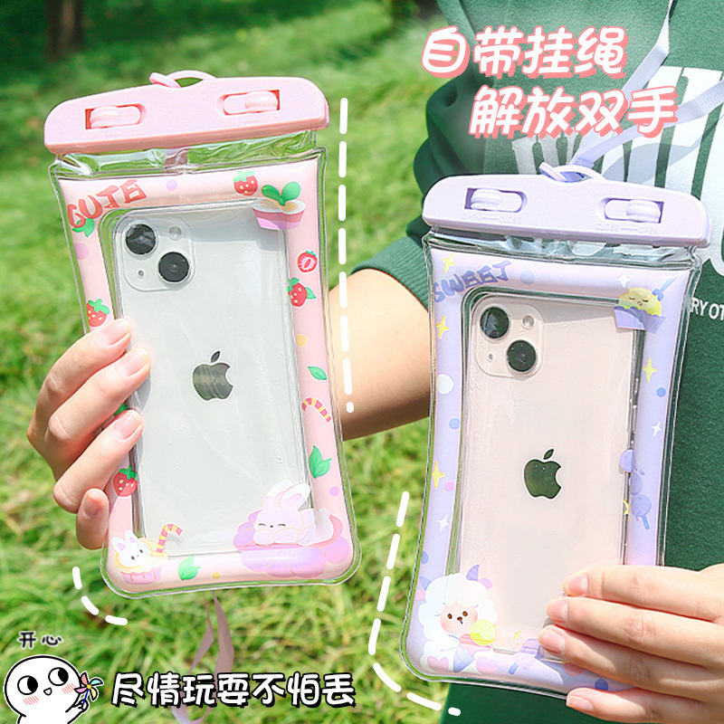 Cartoon Mobile Phone Waterproof Bag Summer Outdoor Swimming and Drifting Touch Screen Waterproof Bag Rider Hanging Neck Mobile Phone Case