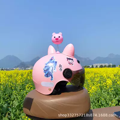 3C Certified 1-5 Years Old Motosiklet kaskı (dəbilqə) - pink-ao-bing-sunscreen-glasses-pink-cat-ears-pink-li-3c-children-1-5-years-old-j02