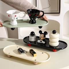 化妝品收納盒梳妝檯桌面護膚品香水香熏托盤玄關擺件放鑰匙置物架