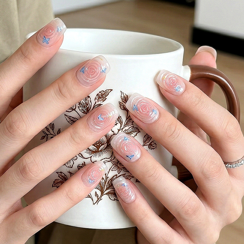 Three-Dimensional Manicure New Aurora Vortex Cat Eye Wearable Nails Ins Style High-End Fake Nails Finished Nail Pieces Wholesale