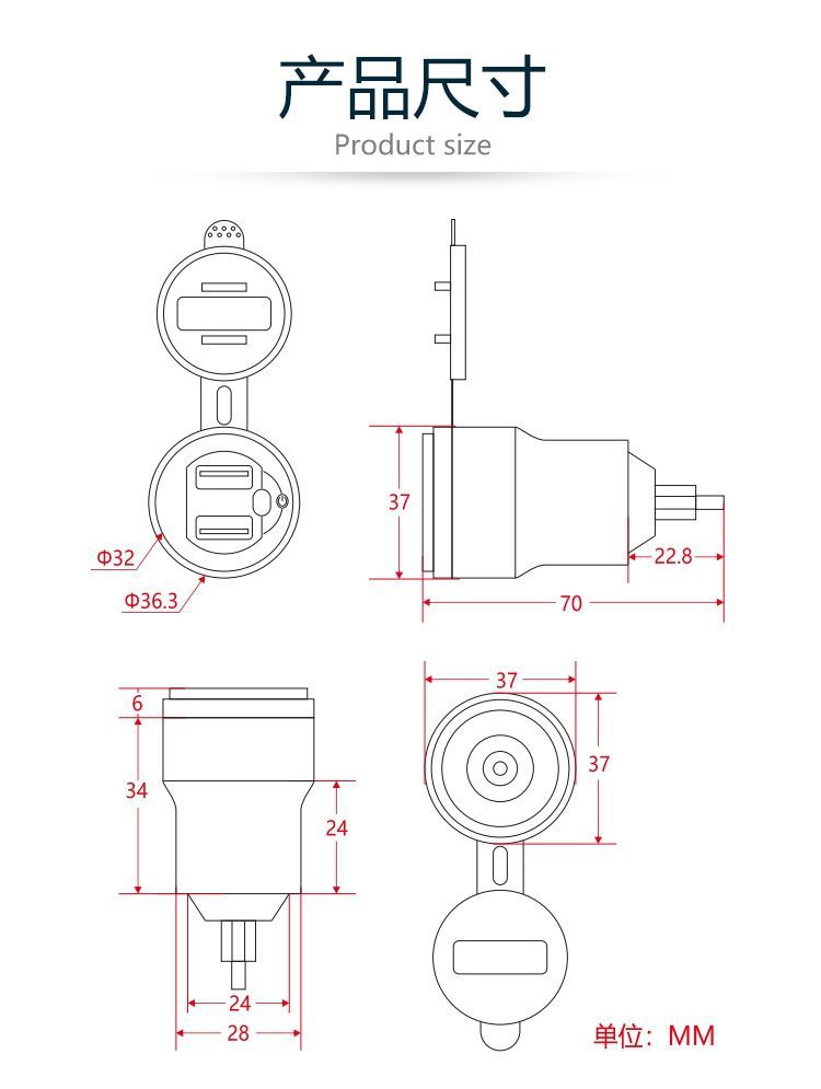 The New Aluminum Alloy Dual QC3.0+QCPD Is Suitable for Bmw Car Motorcycle Car Charger Fast Charging Car Charger