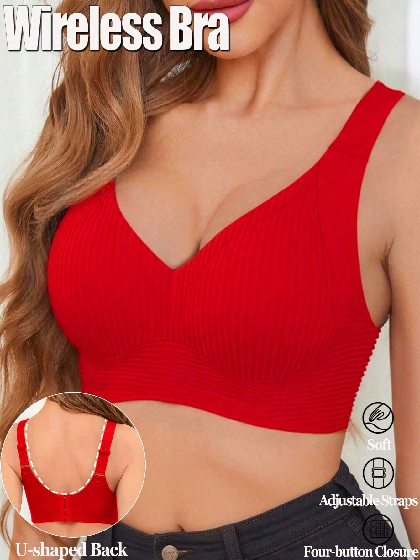 Ventas en caliente transfronterizas cómodas ajustables correa de hombro ancha ropa interior elástica de color sólido para mujeres sujetadores de pecho