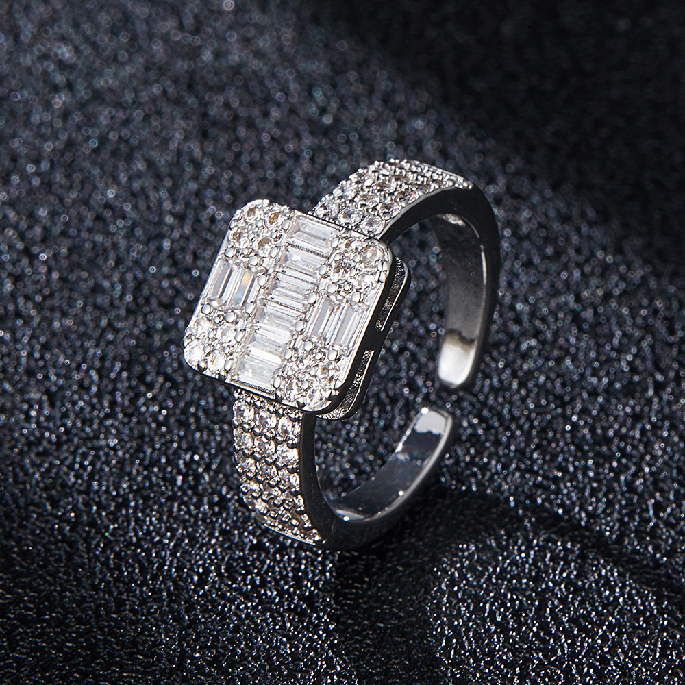 Fashionable Hip Hop Open T Square Zircon High Grade Light Luxury Geometry Ring Fashion Jewelry_voghion.com
