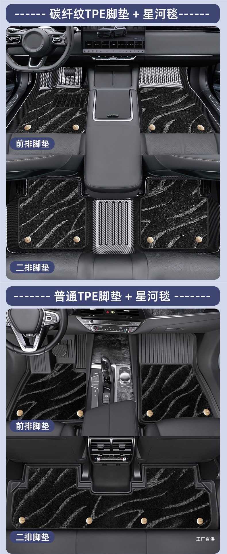 Five Blessings Golden Ox Carbon Fiber Pattern Tpe Car Floor Mats for Audi, Aito M7, Li Auto L7, Buick Gl8, Lanzheng, Denza, and Peihui