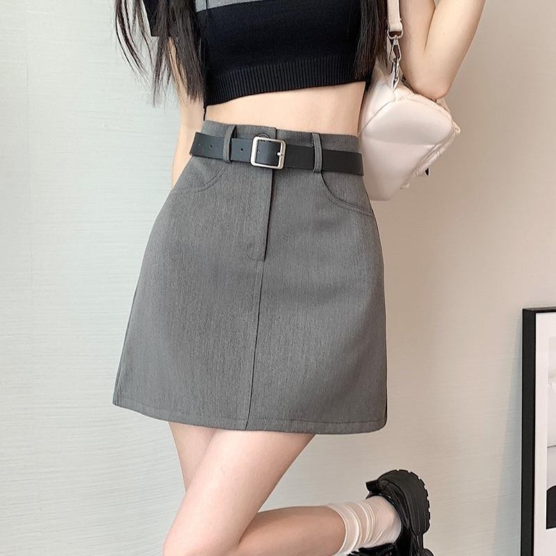 気質防走光a字スカート開叉包尻半身スカート女性大サイズ太ったmm小衆学院スーツスカート夏|undefined