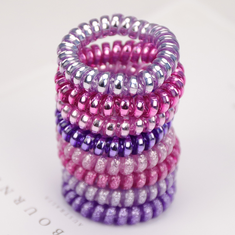 Metallic Telephone Line Hair Ring Japanese and Korean Style Hair Pony Tail Rubber Tendon Head Rope Grape Purple Red Flow Sofa Rope Hair Accessories