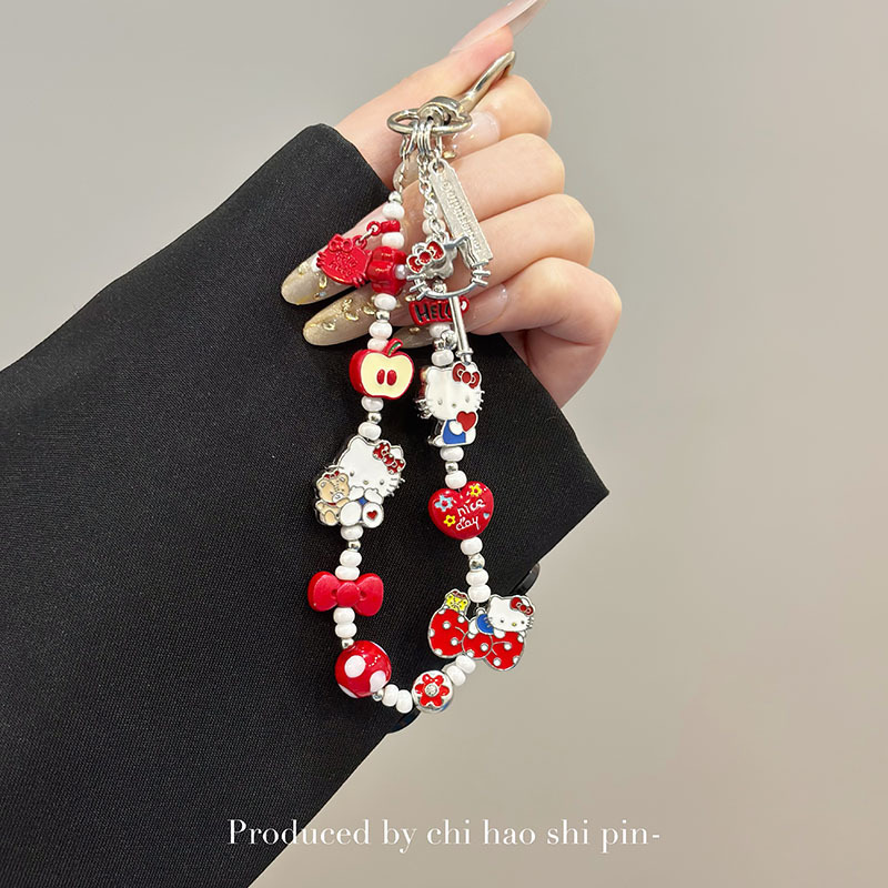 Cute Hello Kitty Cat Bracelet Metal Mobile Phone Chain Classy Girly Heart Sweet Student Bag Keychain Cute Hello Kitty Cat Bracelet Metal Mobile Phone Chain Classy Girly Heart Sweet Student Bag Keychain