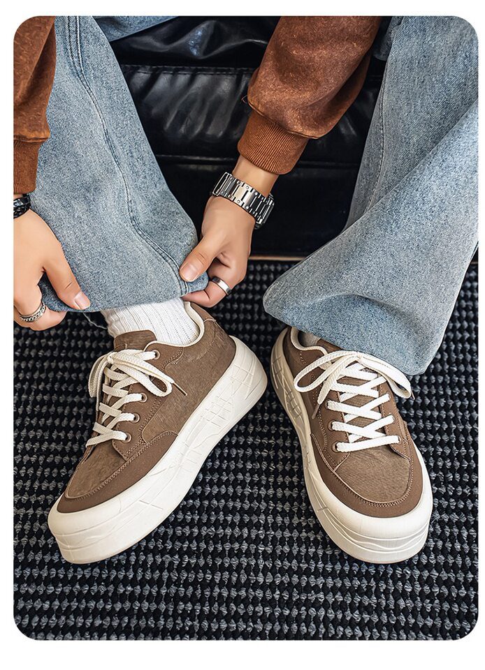 Giày sneaker nam cổ thấp đế dày tăng chiều cao, chống trượt, chống mài mòn, phong cách thể thao casual — AA 01m Hạnh nhân, AA 01m cà phê, AA 01m Đen chi tiết 16