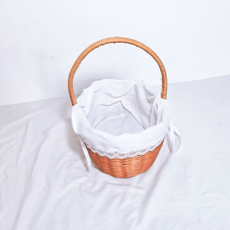 INS Ratán tejido azul supermercado cesta de la compra cesta de fruta portátil cesta de almacenamiento suministros de picnic casa cesta de la compra