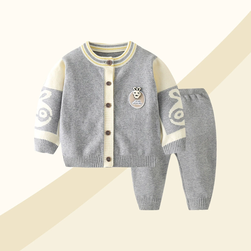 Children's autumn knitted sweater, cardigan, set, thermal underwear for early age, jacket, western style