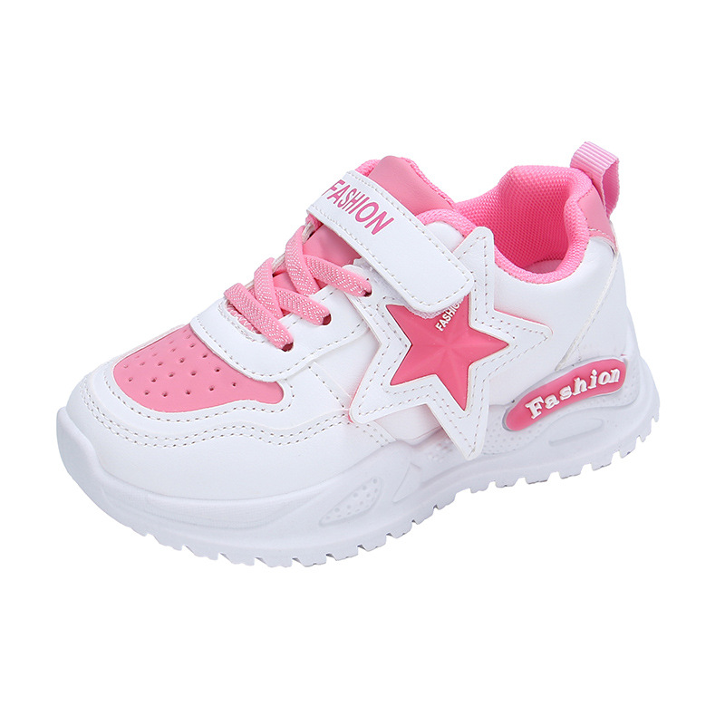 Calzado deportivo para niñas 2025 primavera y otoño nuevo estilo para niños estrellas moda zapatos de papá de suela suave zapatos para correr casuales antideslizantes