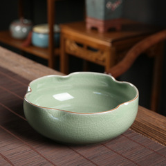 哥窯創意大サイズ茶洗陶磁器家庭用梅の花が開いています。