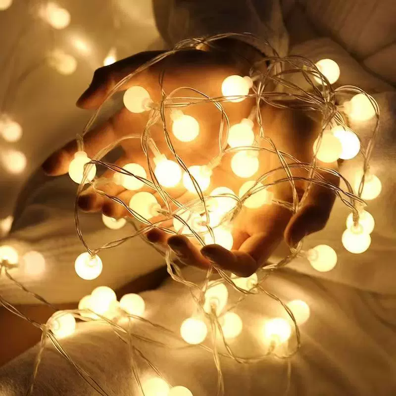 LED摆摊氛围灯露营摆摊装饰灯串满天星小白球彩灯磨砂小圆球灯串