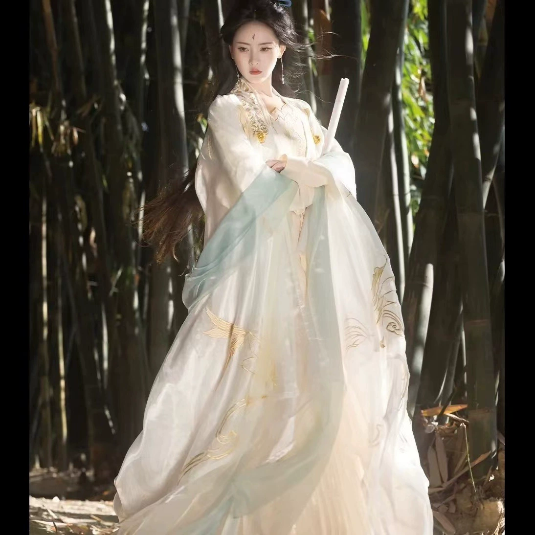 Песня Hanfu оригинальная женская талия юбка боевые искусства супер сказочная тяжелая промышленная вышивка с большими рукавами самолета рукава летняя осень новый набор