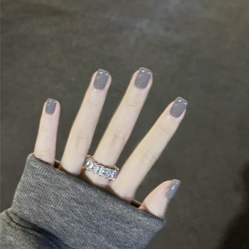 CS-165mini dark gray fake nail piece air soft nail cross-border solid color wearing nail patch Wholesale Wholesale