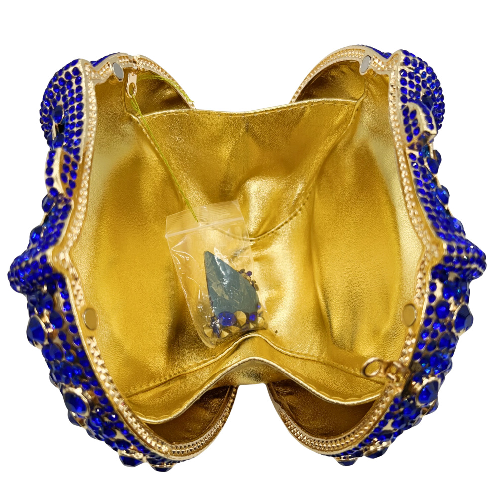 Túi clutch nữ đính đá pha lê dạ tiệc, thiết kế rỗng kim cương, kèm dây xích đeo vai — Màu đỏ, Màu xanh ngọc, Màu xanh đậm, Màu bạc xanh lam chi tiết 5