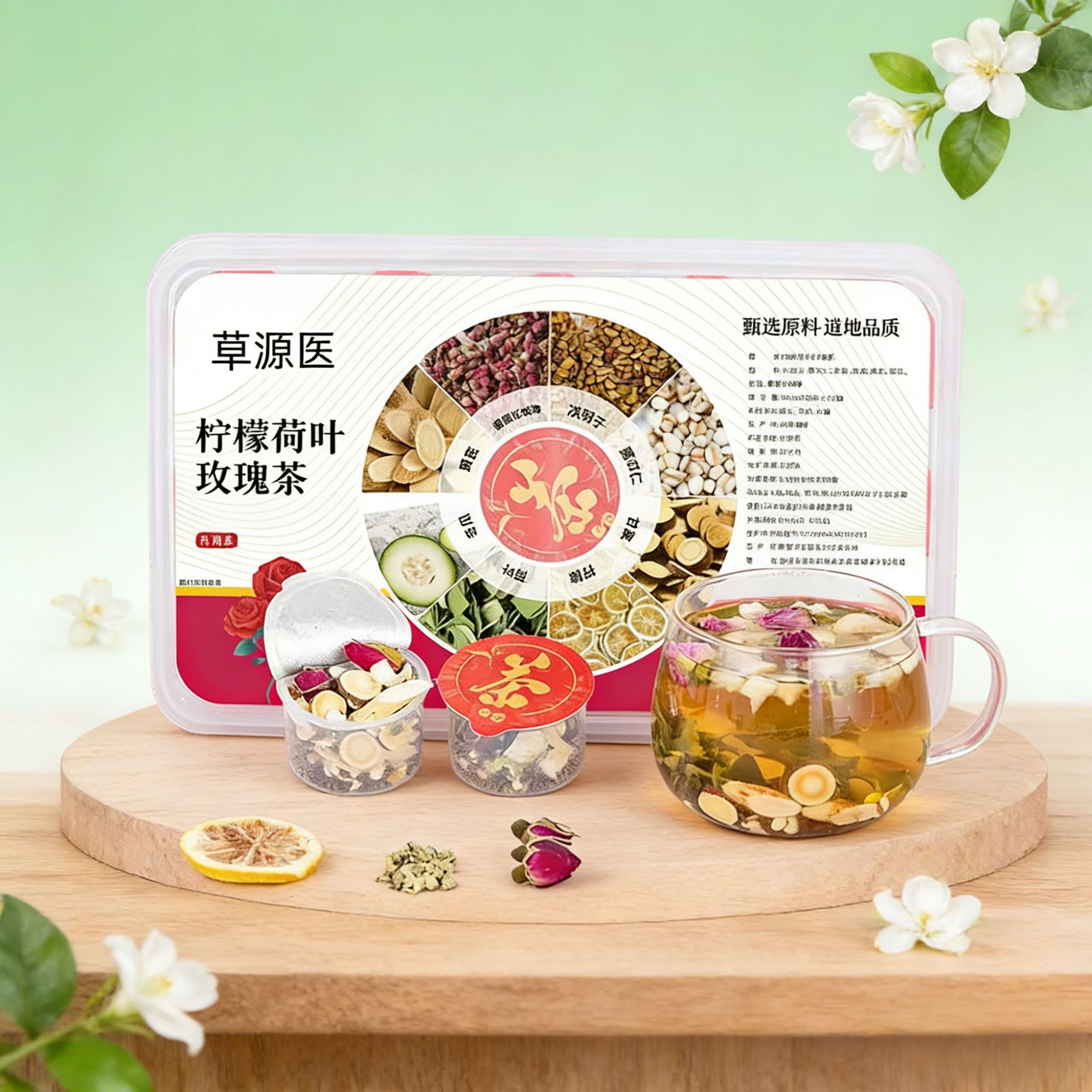 Lemon Lotus Leaf Rose Tea 15g x 15 Jars Herbal Flower Tea Blend for Daily Brewing specifications
