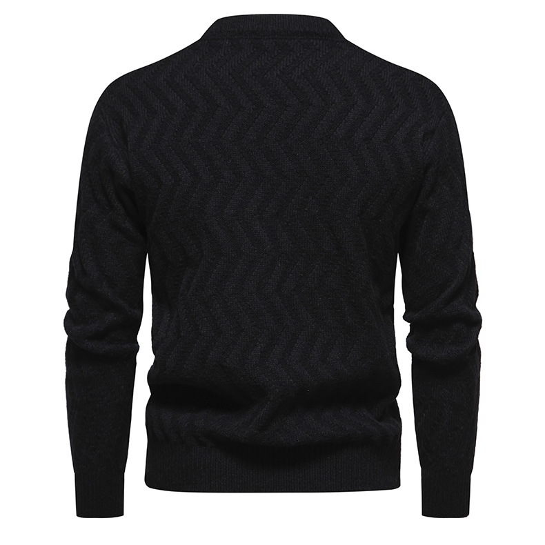 Pulover tricotat nou pentru bărbați, toamnă și iarnă, pulover la modă și călduros, pulover slim fit, pulover de bază_voghion.com