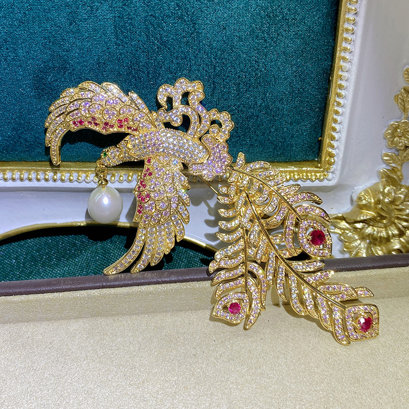 Copper Phoenix with accessories with zircon