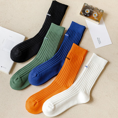 Autumn/Winter New Arrival Yu Wenle Same Style Socks for Men Korean Version Internet Celebrity Trendy Coarse Thread Alphabet Mid-Calf Socks Sports Cotton Socks