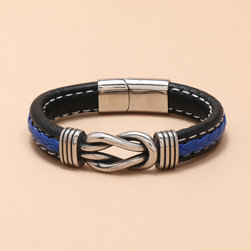 Wholesale Jewelry Two-color Leather Magnet Buckle Bracelet Nihaojewelry display picture 1