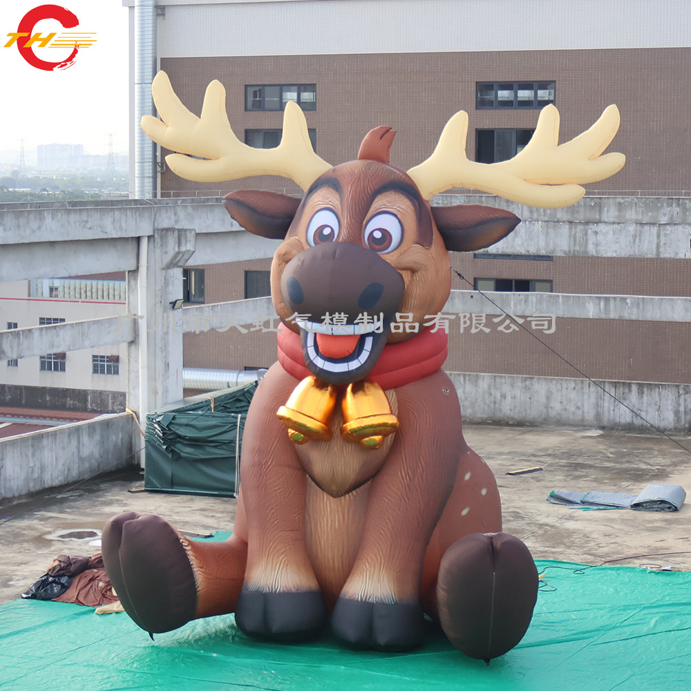 网红打卡点充气圣诞麋鹿卡通 铃铛仿真模型充气麋鹿