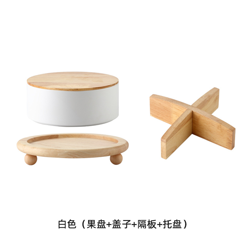 Roble de madera caja caramelo nórdico hogar Sala Mesa café cerámica fruta seca placa con tapa Internet Celebrity snack
