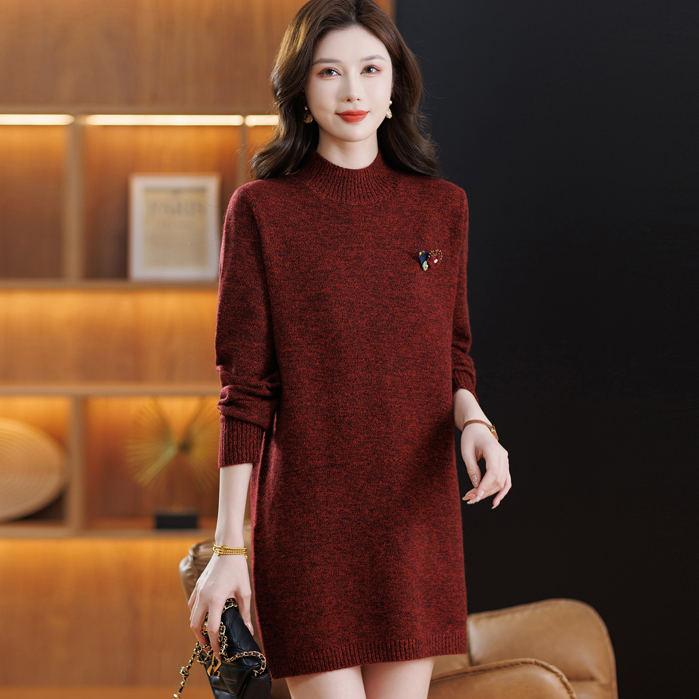 粗线针织衫冬季加厚内搭可外穿毛衣短款2025新款半高领打底衫漂亮