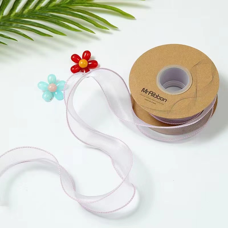 4cm雪纱婚礼彩带鱼尾纱 DIY韩版涤纶织带蝴蝶结丝带厂家直供详情图6