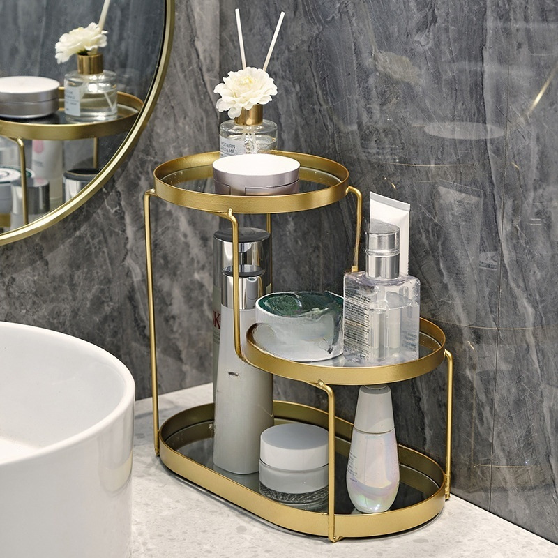 Bathroom Hand Washing Countertop Storage Rack Bathroom Toilet Accessible Luxury Desktop Comb Cosmetics Storage Shelf Box