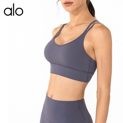 alo yoga高强度运动内衣女跑步防震聚拢健身背心镂空文胸瑜伽背心