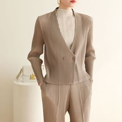 Quality 2024 autumn and spring new Miyake high-end pleated versatile commuter British slim casual suit jacket