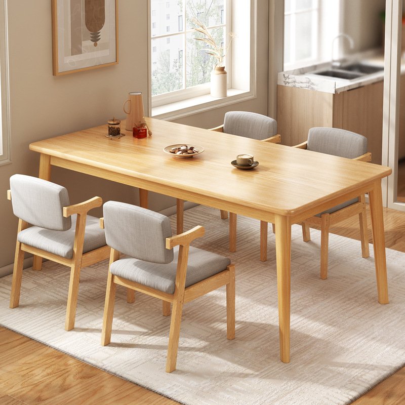 Mesa de comedor de piernas de madera sólida, mesa de comedor de alquiler rectangular doméstica, combinación de mesa de comedor comercial simple nórdica image 21