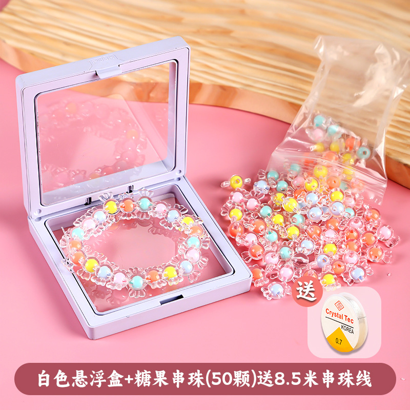 √☑⧓⧓✰♥♥White suspended box + candy beads (50 pieces) free 8.. 5m beading thread♥♥✰⧓⧓