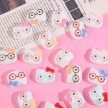 亮面蝴蝶结kitty卡通树脂配件diy奶油胶手机壳发夹头绳钥匙扣配件