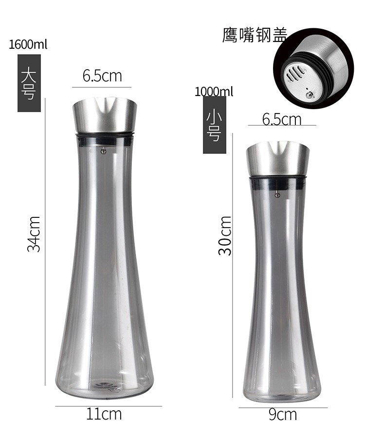 Pc jarra de vino acrílica botella de agua fría plástico para el hogar bebida resistente a altas temperaturas olla de jugo restaurante bar olla comercial