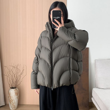 跨境高端连帽90白鸭绒泡芙感羽绒服女2025冬季时尚廓形斗篷外套潮