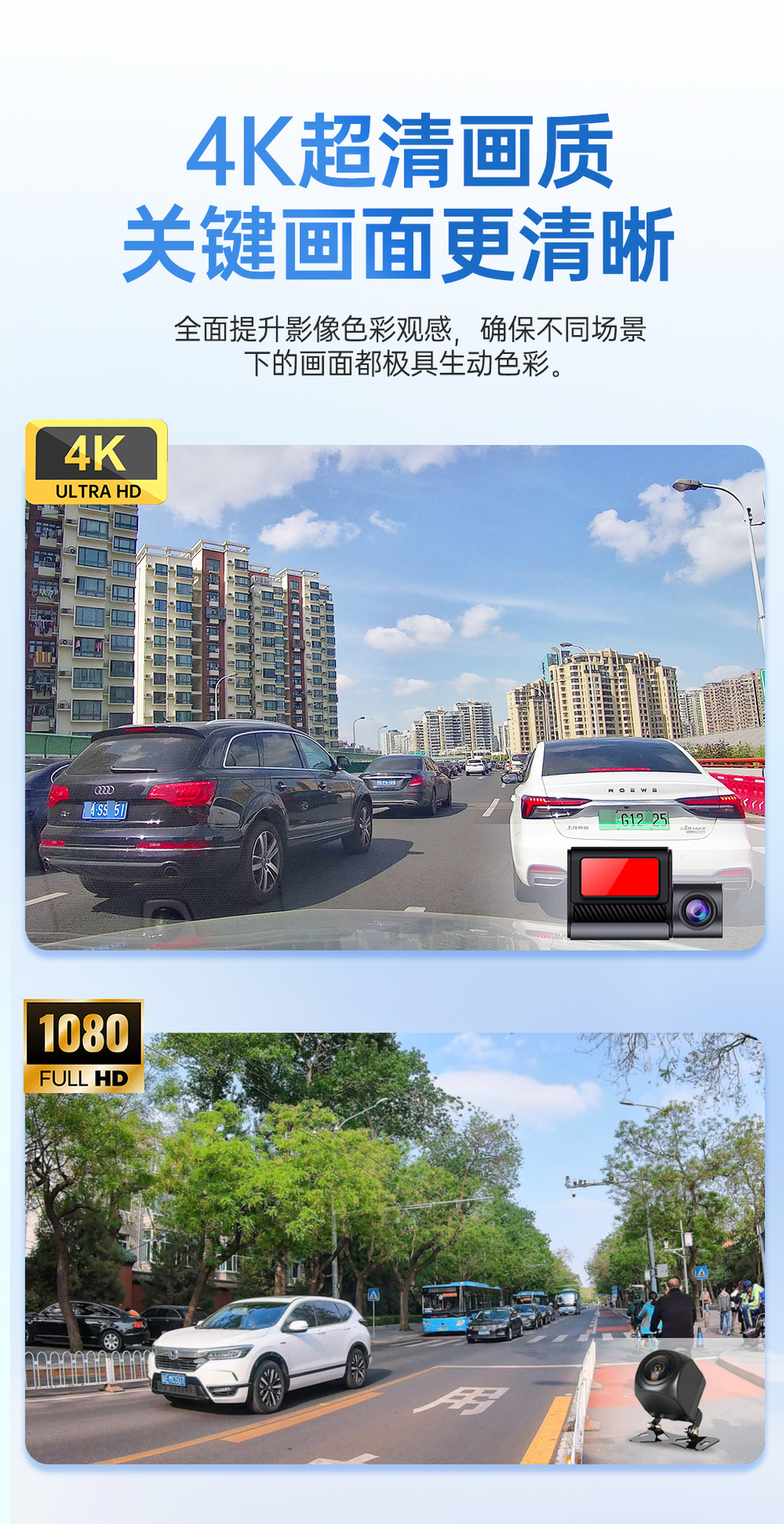 New Cross-Border Model Dash Cam with High-Definition 4K Front and Rear Dual Recording, 24-Hour Parking Monitoring, Wifi Camera, and Motion Detection