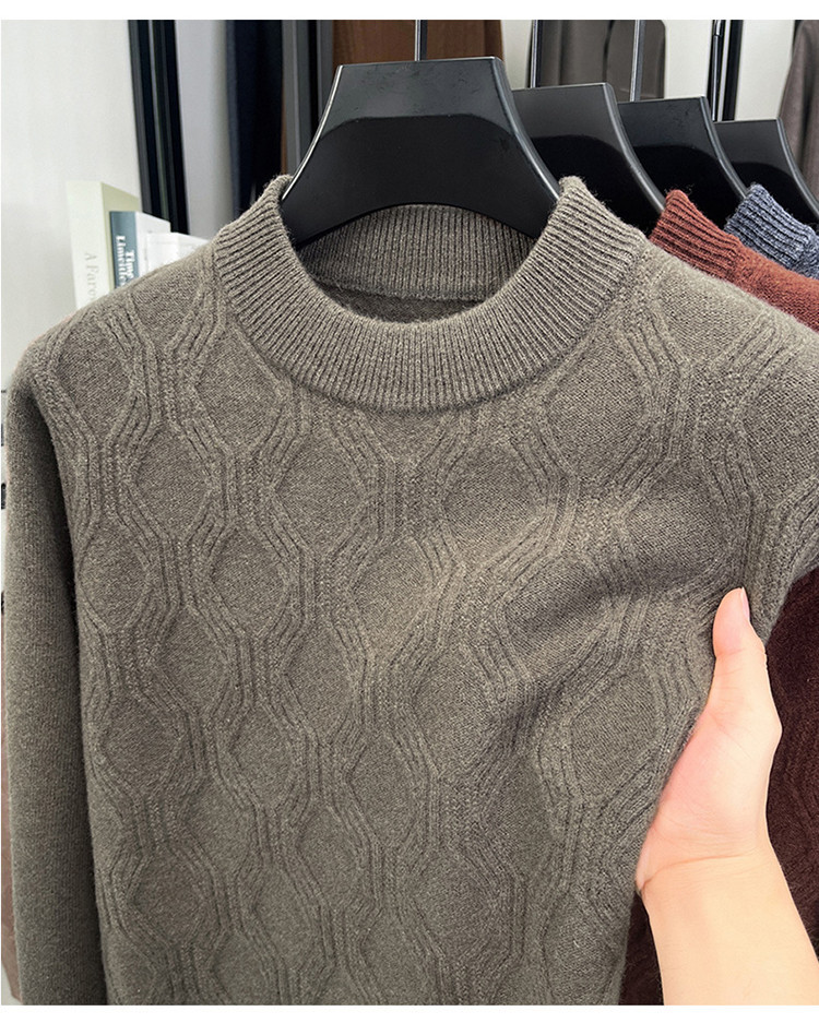 Otoño y invierno nuevo suéter de lana de hombre de cuello medio alto, suéter de estofón universal, calentamiento casual de punto, camisa de base interior