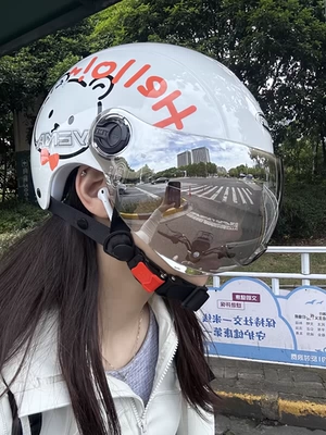 Universal Electric Battery Motorcycle Helmet – Motosiklet dəbilqələri - one-size-fits-all-white-cat-w-comes-with-warm-ear-protection-removable
