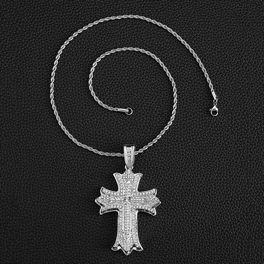 New Big Cross Men's Hip Hop Alloy Necklace Christmas Gift Jewelry_voghion.com